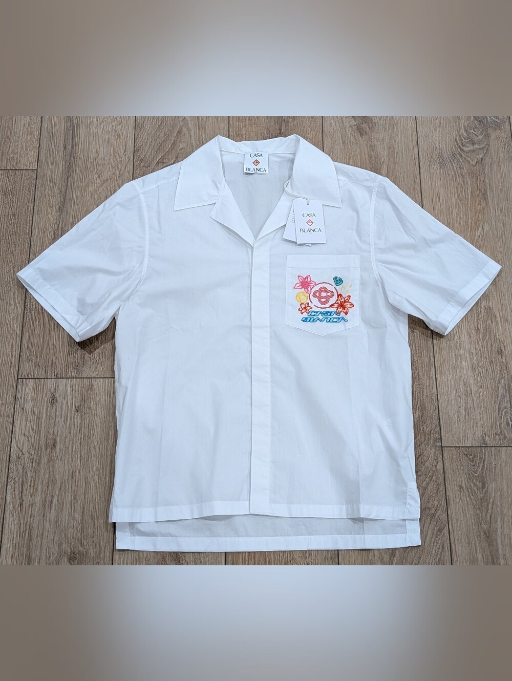 Casablanca Graphic Icons Embroidered Button-Up Shirt White Small